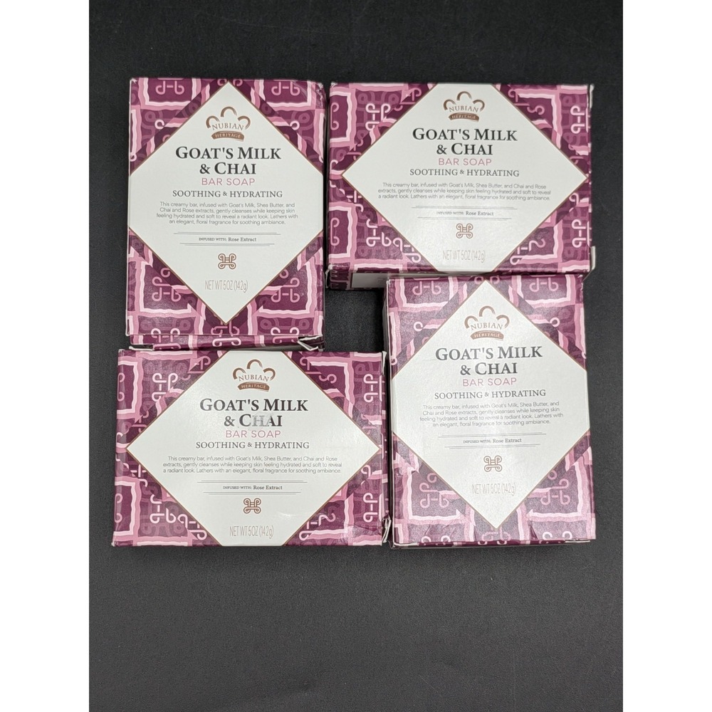 Lot of 4 Nubian Heritage - Goats Milk & Chai Soap 5 oz bars New